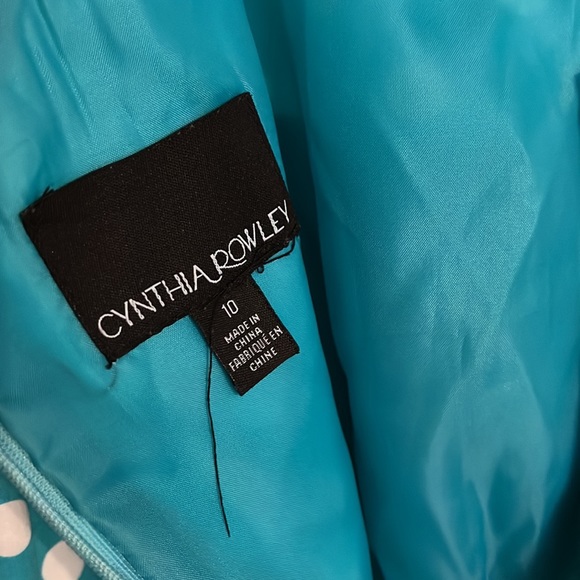 Cynthia Rowley size 10 turquoise polka dot dress - Picture 6 of 7
